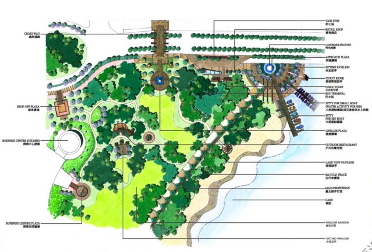 [浙江]金华生态滨湖公园景观设计方案-东北入口平面图