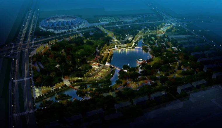 [黑龙江]哈尔滨“城市的活力源”体育公园-夜景灯光效果图