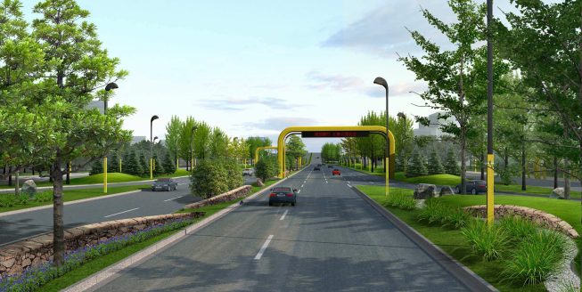 [长春]长德新区整体城市道路景观设计方案-黄色人文大道效果图