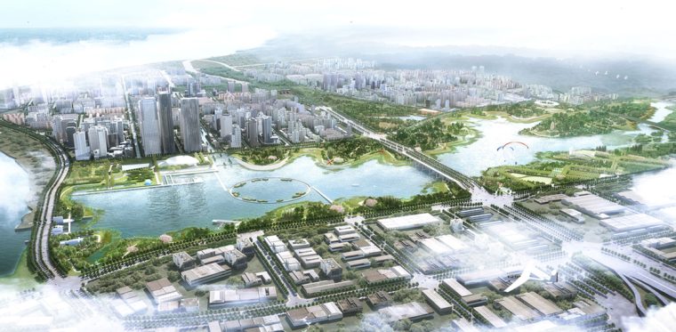 [江西]南昌城市生态湖泊公园景观设计方案-整体鸟瞰图2