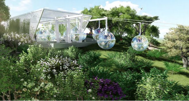 [云南]昆明滨河带状公园景观设计方案-玻璃缆车效果图