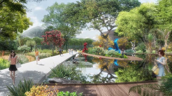 [云南]昆明滨河带状公园景观设计方案-镜花园效果图