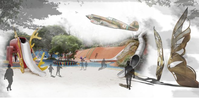 [云南]昆明滨河带状公园景观设计方案-驼峰乐园效果图