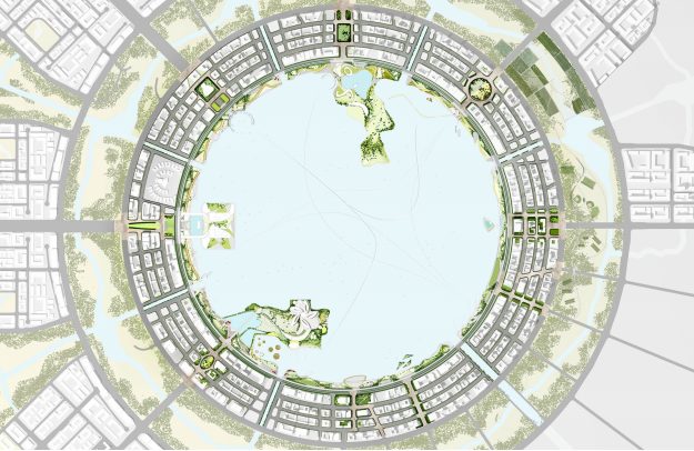 [上海]临港中央滨水几何环状景观设计 SWA-总平面图