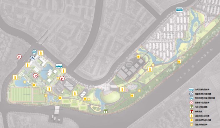 [上海]某大型体育主题公园景观设计方案-标识系统布点图