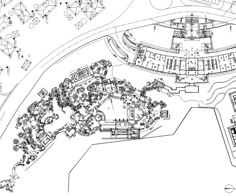 [云南]温泉度假区景观CAD施工图-含水电结构-1 平面图_看图王