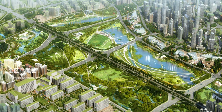 [四川]成都生态城市公园景观设计方案-全区鸟瞰图