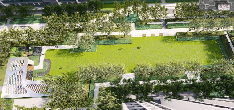 [浙江]桐乡现代简洁居住区景观设计方案-景观绿轴效果图2