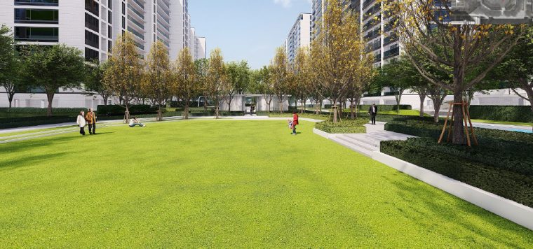 [浙江]桐乡现代简洁居住区景观设计方案-阳光草坪景观效果图