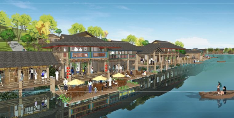 [云南]古滇文化德昂族民族部落景观设计方案-水岸的利用——滨水商业街
