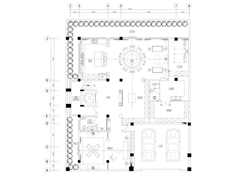 [成都]中德麓府别墅四合院CAD平面图 3D模型-合院C户型负一层平面布置图