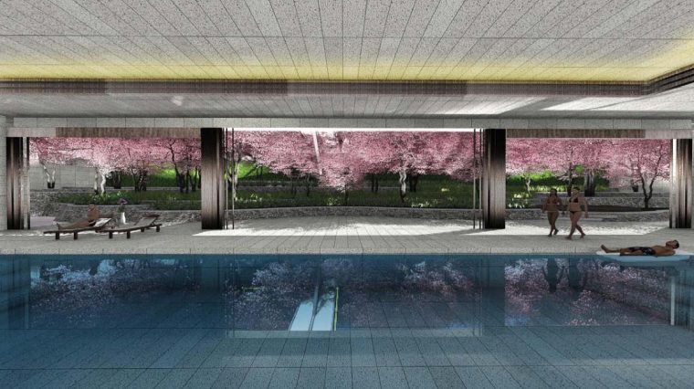 [苏州]新亚洲风格时尚居住区景观设计方案-泳池空间效果图