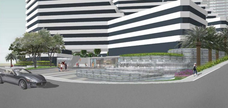 [广东]高新技术园景观概念设计方案-方案一商业广场区效果图