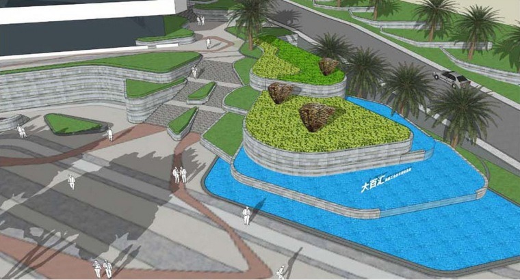 [广东]高新技术园景观概念设计方案-方案一商业广场区效果图2