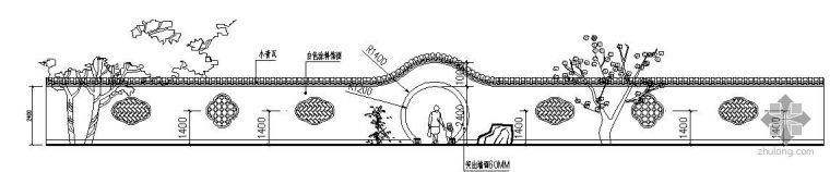 中式古典景观围墙CAD施工大样图