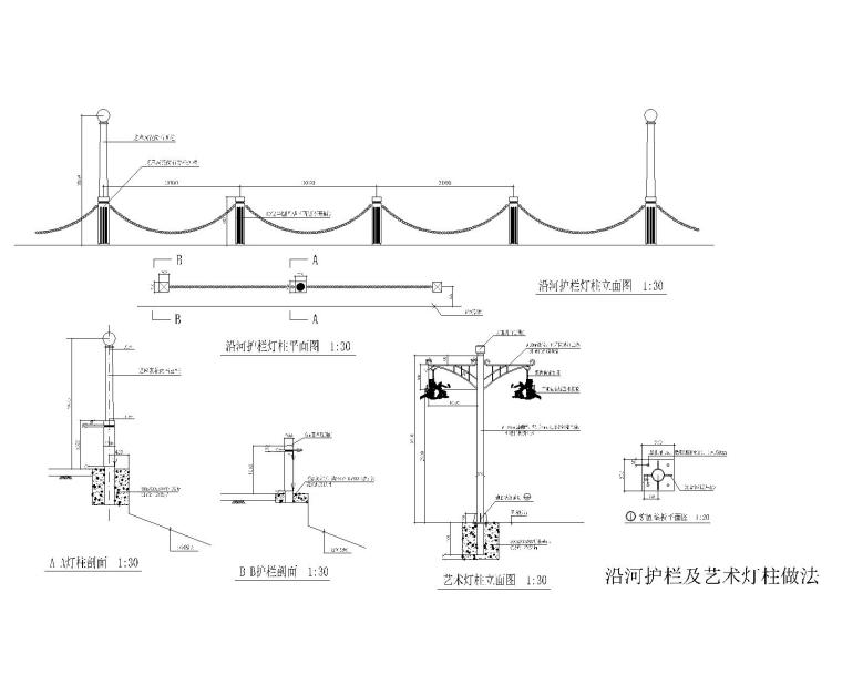 围墙栏杆滨河道路护栏SU模型CAD详图-VIP景观网